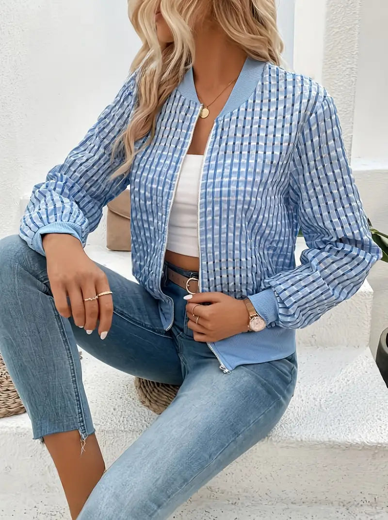 Vielseitige Benton Jacke: Kariert & mit Reißverschluss