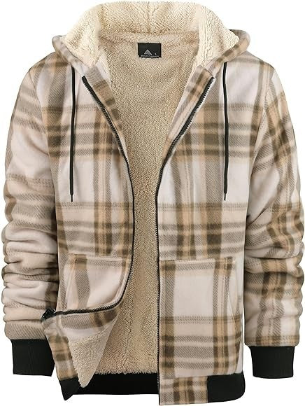 Herren-Kapuzenjacke Billy: Kariert, mit Reißverschluss und warmer Baumwollfüllung