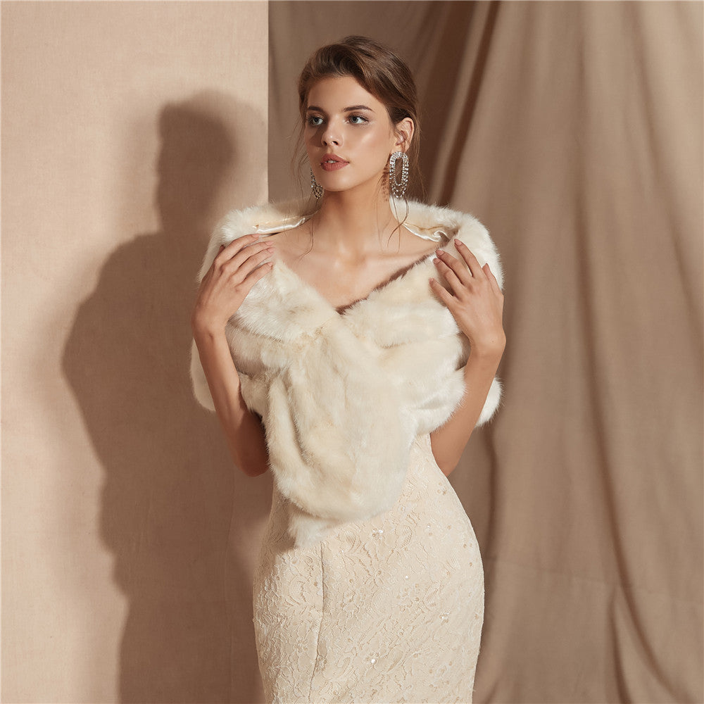 Damen Eleganter Kunstfell Schal Stilzeits