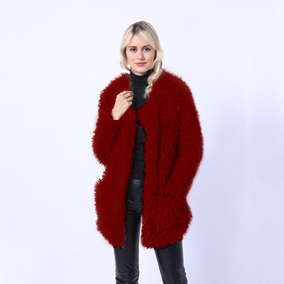 Damen Flauschiger Überwurf aus Kunstpelz Stilzeits