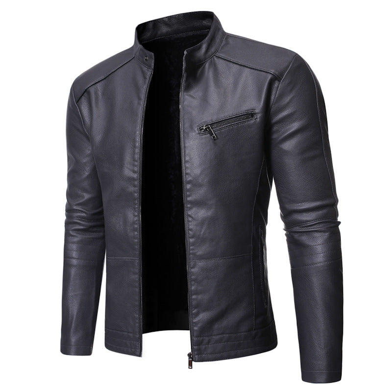 Herren elegante Motorradjacke mit modernem Stehkragen Stilzeits
