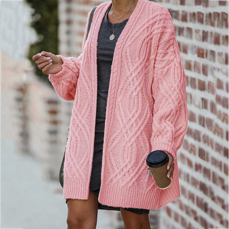 Damen Grobstrickcardigan mit elegantem Zopfmuster und lässigem Schnitt Stilzeits