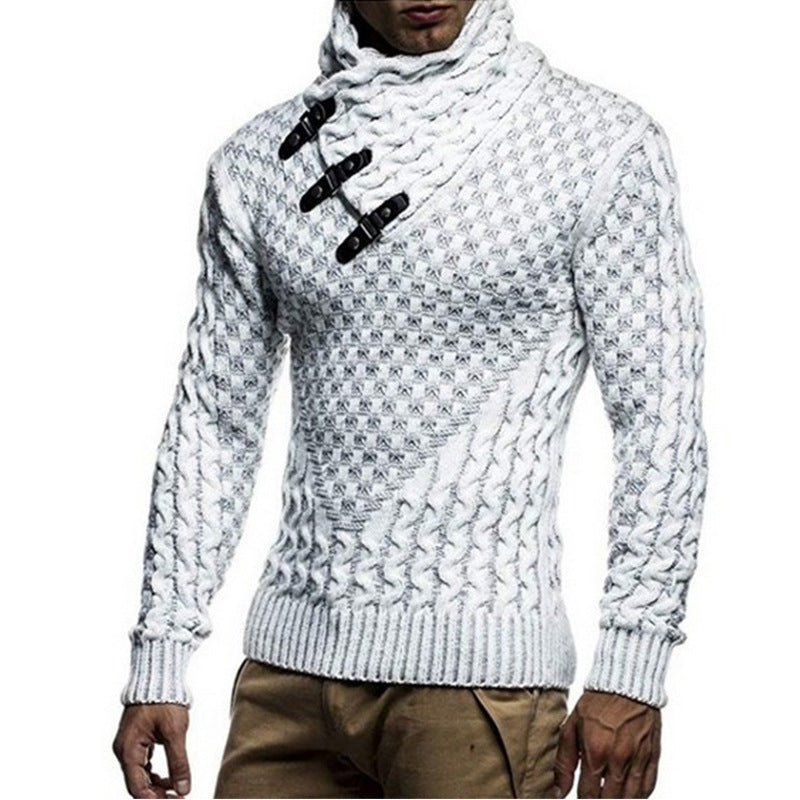 Herren Strickpullover mit modernem Zopfmuster und hochgeschlossenem Kragen Stilzeits