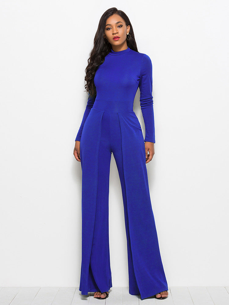 Damen Eleganter und fließender Jumpsuit mit langen Ärmeln Stilzeits