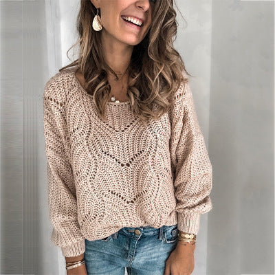 Damen Grober Strickpullover mit kreativem Zopfmuster Stilzeits