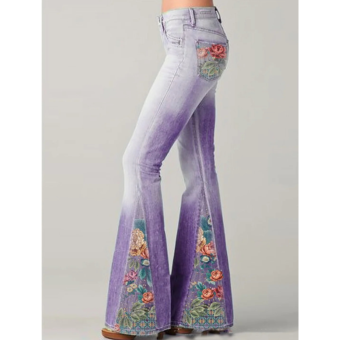Damen Jeans Mit Blumenstickerei | Ausgestellt