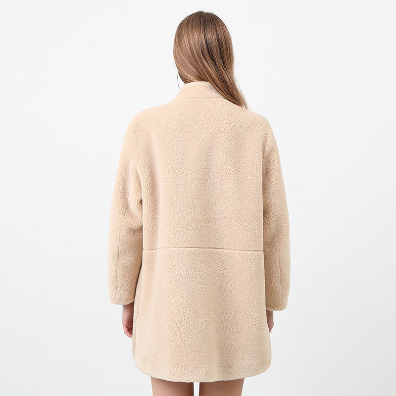 Damen Flauschige Fleecejacke mit elegantem Schnitt und praktischen Taschen Stilzeits