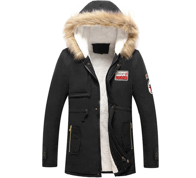 Herren modische Winterjacke mit Kunstfellkragen und praktischen Taschen Stilzeits