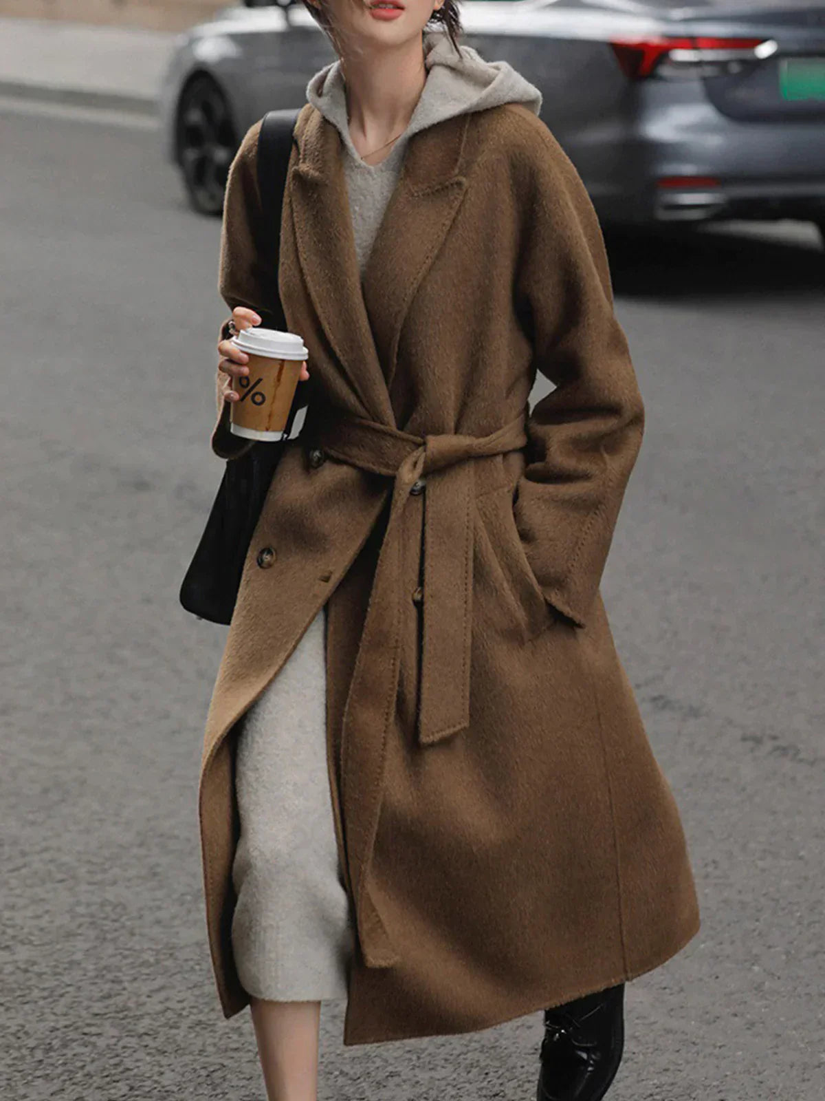 Stilzeits | Woll - Kapuzen - Strick - Midi - Kleid