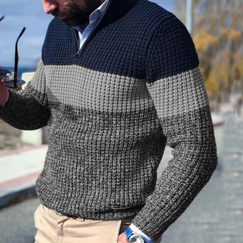 Lässiger Herren-Strickpullover Mit Halbem Reißverschluss | Winter