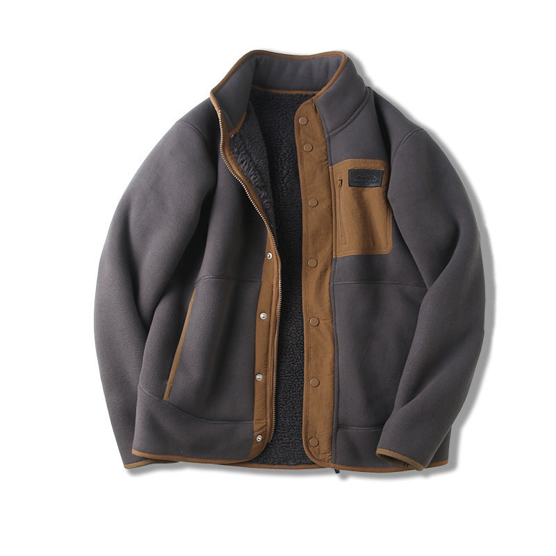 Fleece-lined Jacket with Stand-up Collar by Aaron