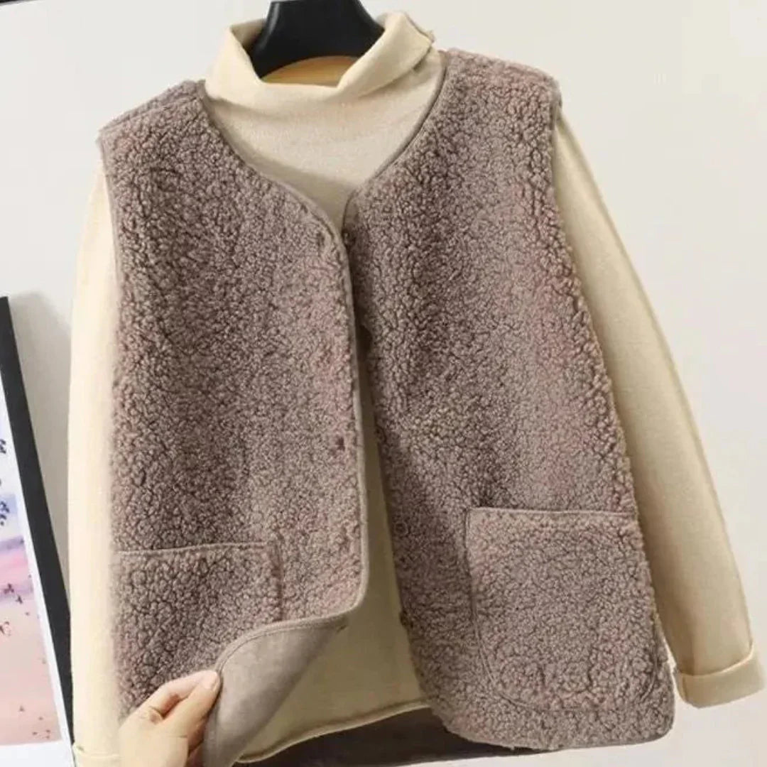 Stilzeits | Warm Ohne Ärmel für Frauen Knopfverschluss