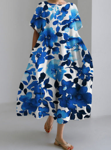 Baumwoll-Look Kleid mit 3D-Druck von Fudus