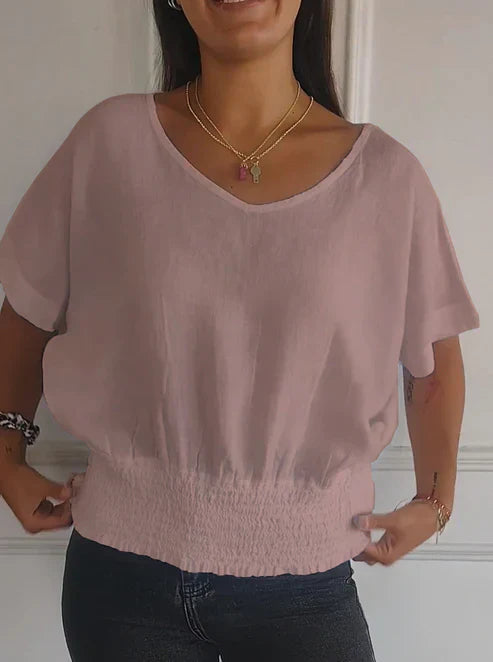 T-Shirt Belinda mit V-Ausschnitt und halben Ärmeln