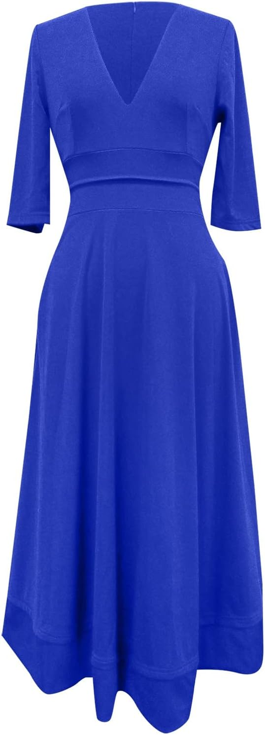 Damen Cocktailkleid Mit V-Ausschnitt | Midi