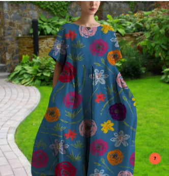 Baumwoll-Look Kleid mit 3D-Druck von Fudus