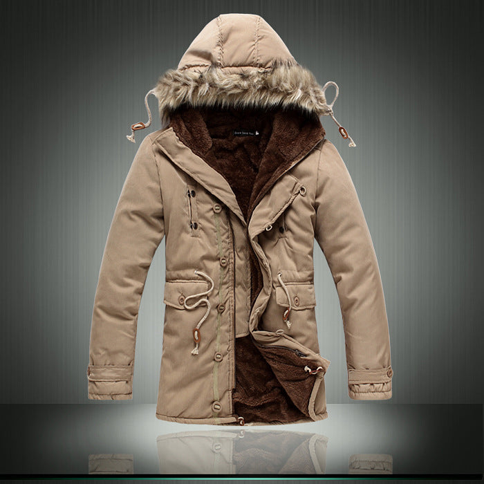 Herren gefütterte Parkajacke mit abnehmbarem Fellkragen Stilzeits