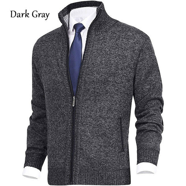 Herrenstrickjacke Aidan: robust, mit Stehkragen