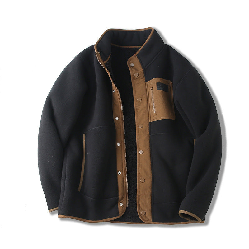 Fleece-lined Jacket with Stand-up Collar by Aaron