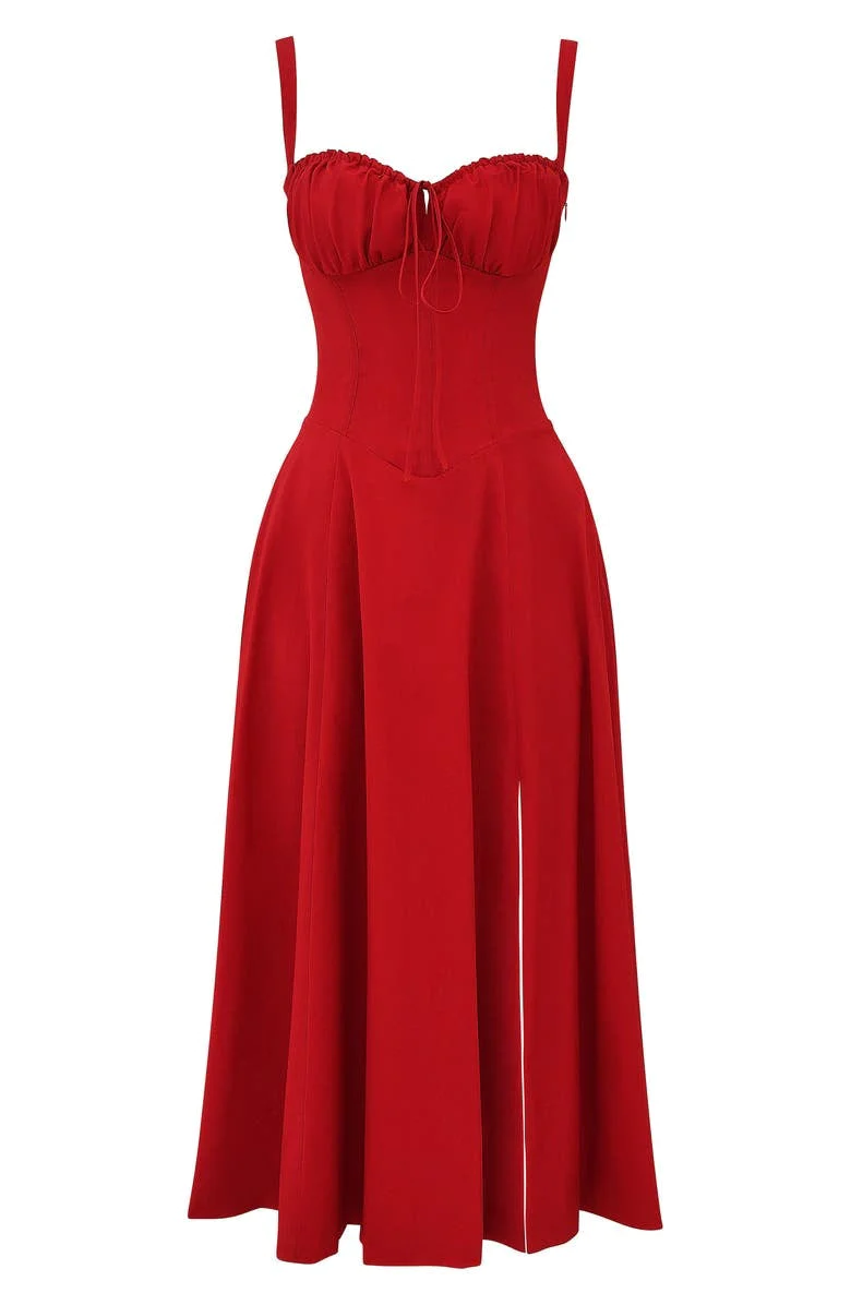 Rosy Midriff-Waist Shaping Dress