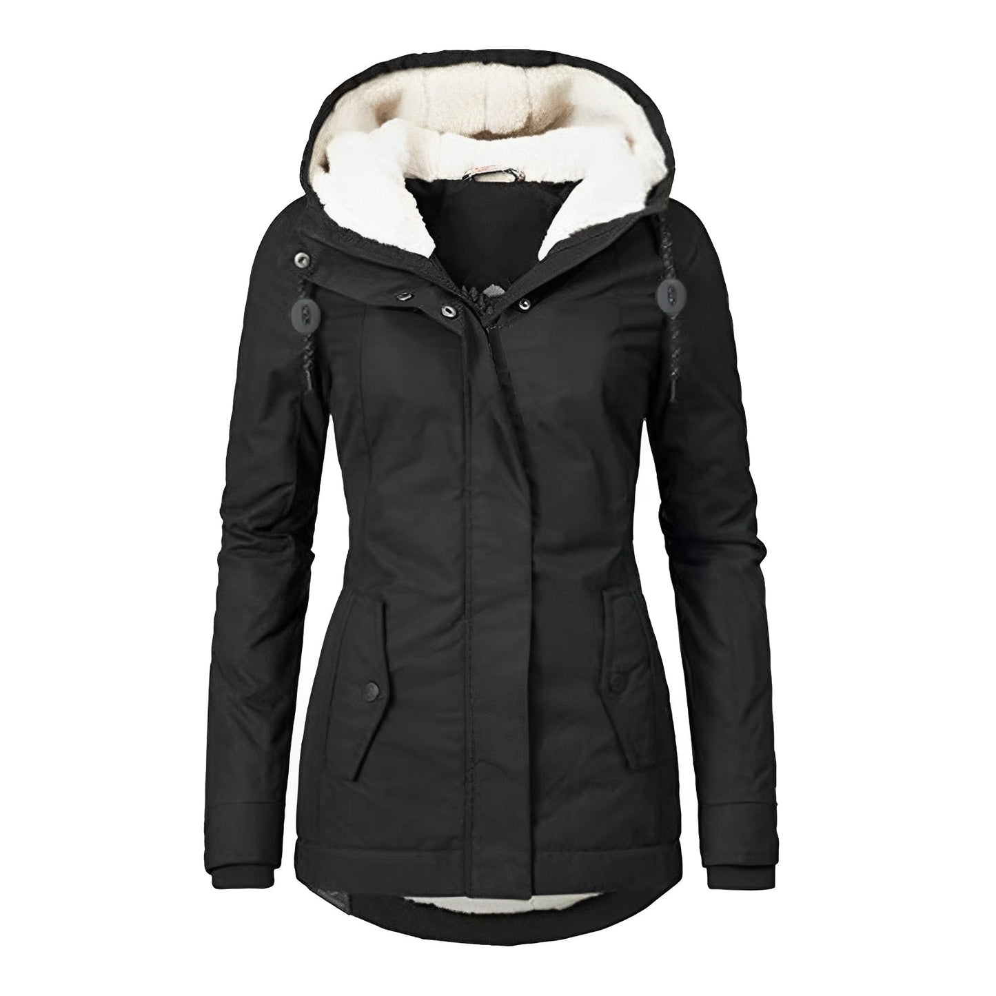 Stilzeits | Warmer Plissierte Jacke mit Kapuze für Frauen