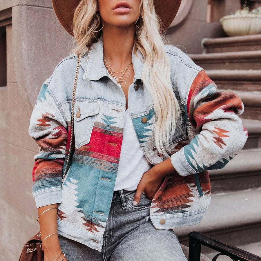 Stilzeits | Western-inspirierte Denimjacke Einzigartig und Stilvoll Boho-look
