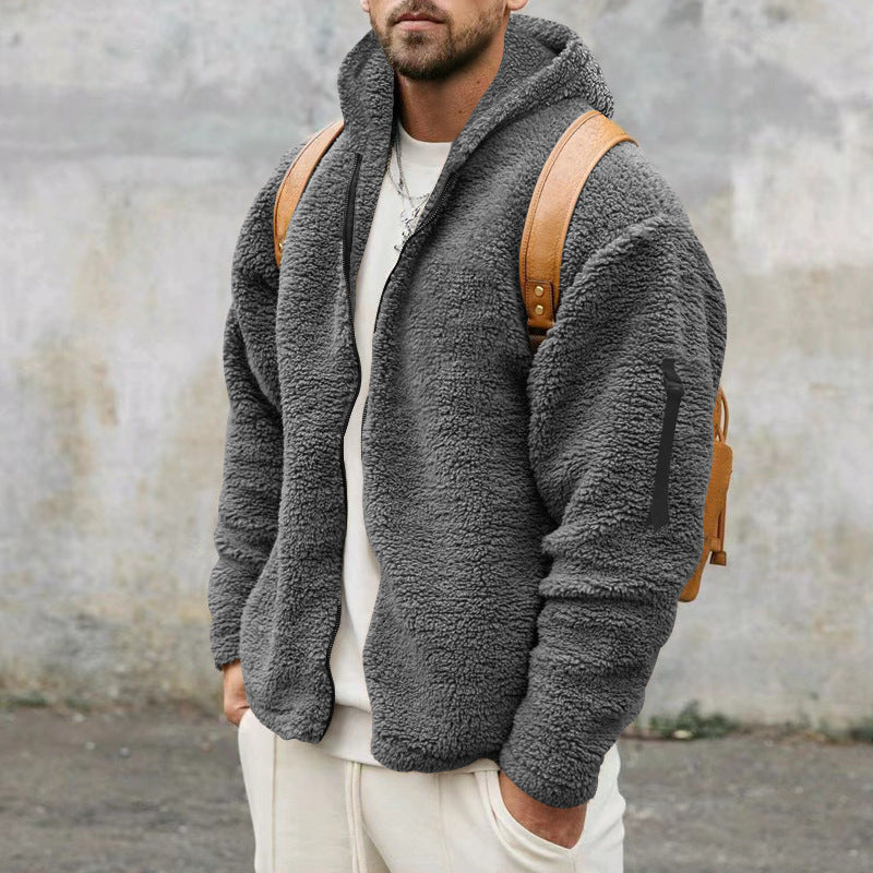 Herren-Fleecejacke Leon mit Kapuze für Herbst/Winter