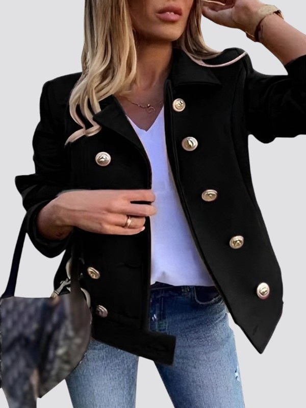 Stilzeits | Kurze Wolljacke mit Doppelreihigem Design Wollmischung Klassisch und Elegant