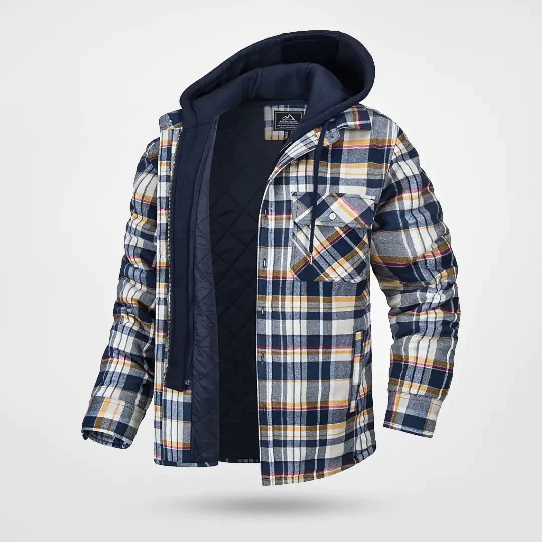 Herren Kapuzen Winterjacke | Kariertes Muster