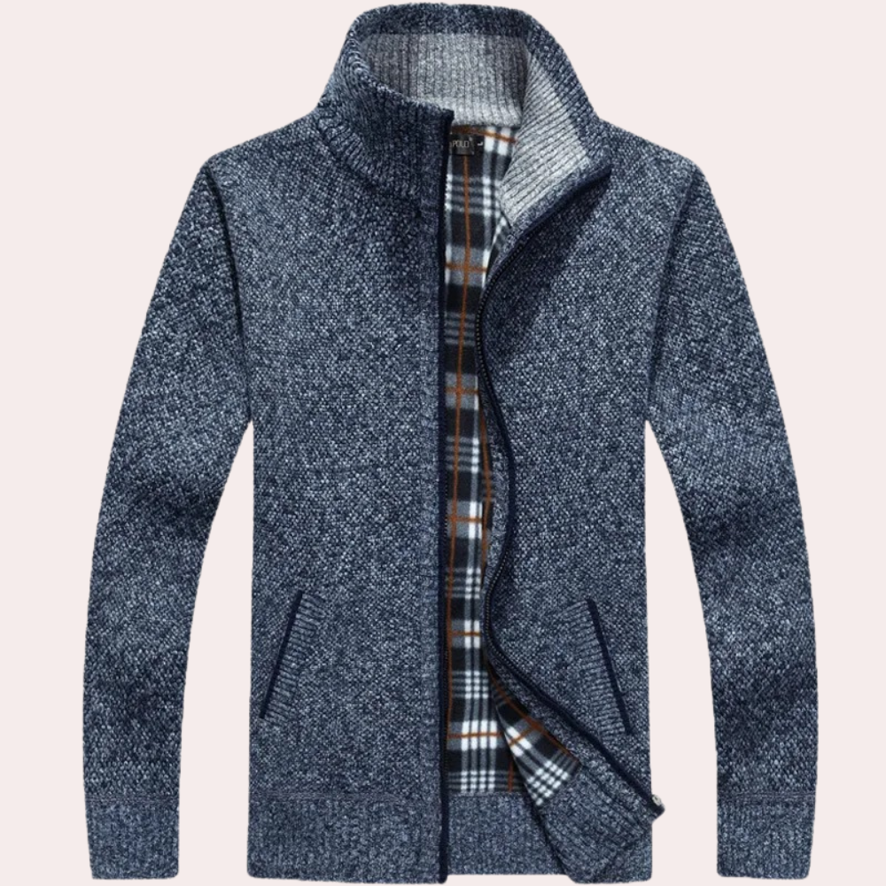 Warmer Strickcardigan für Herren – Gemütliches kariertes Futter