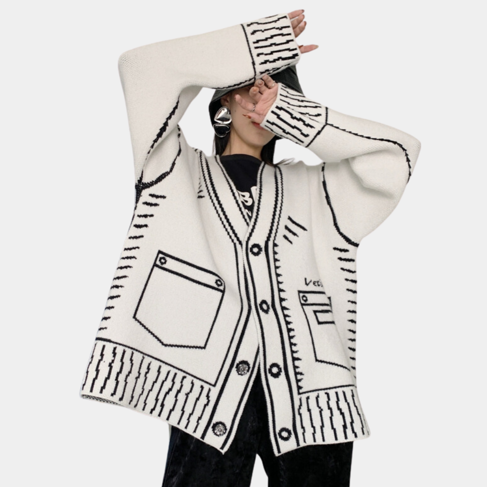 Strickjacke Theodosia: Einzigartiger Druck, verspielt