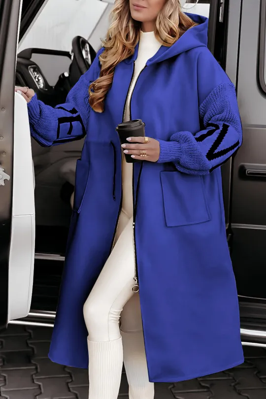 Stilzeits | Winterjacke Lang Gefüttert, mit Kapuze und Strickärmeln