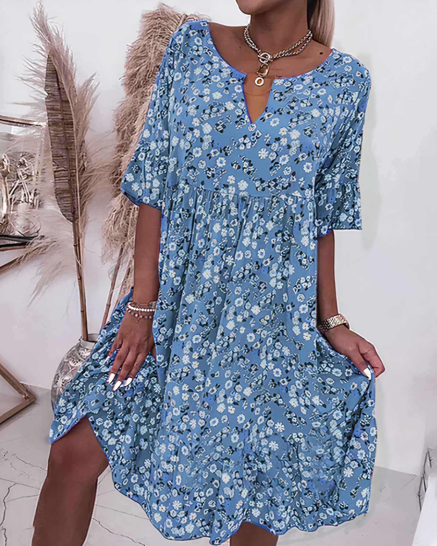 Enid Halbarm Flower Dress