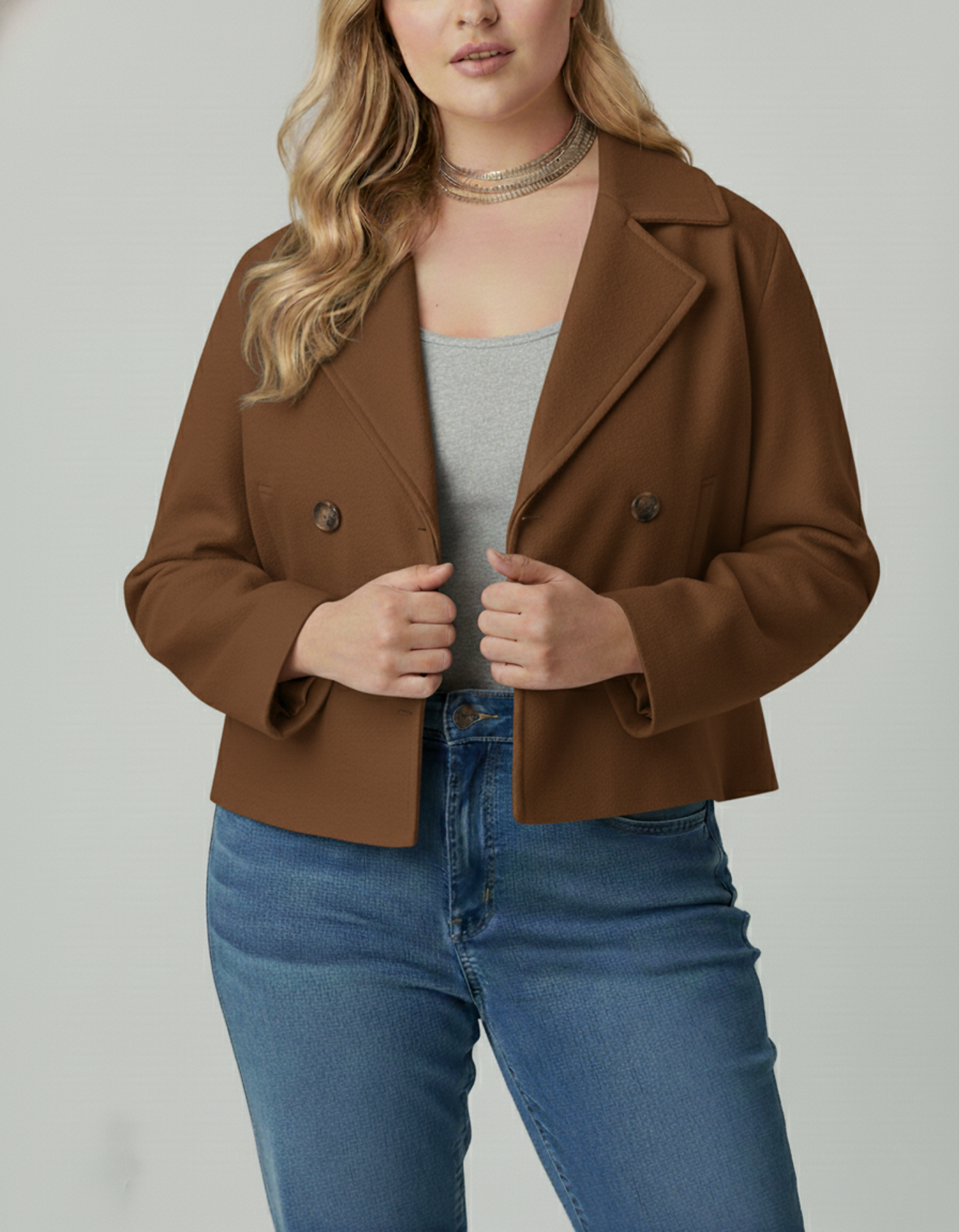 Stilzeits | Kurzer Woll-Look Peacoat für Damen – Große Größen