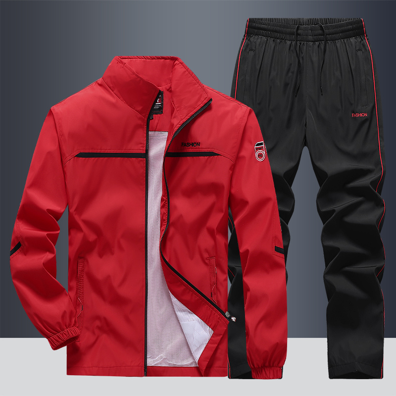 Herren Windbreaker-Stil Trainingsanzug-Set - Reißverschlussjacke & Jogginghose