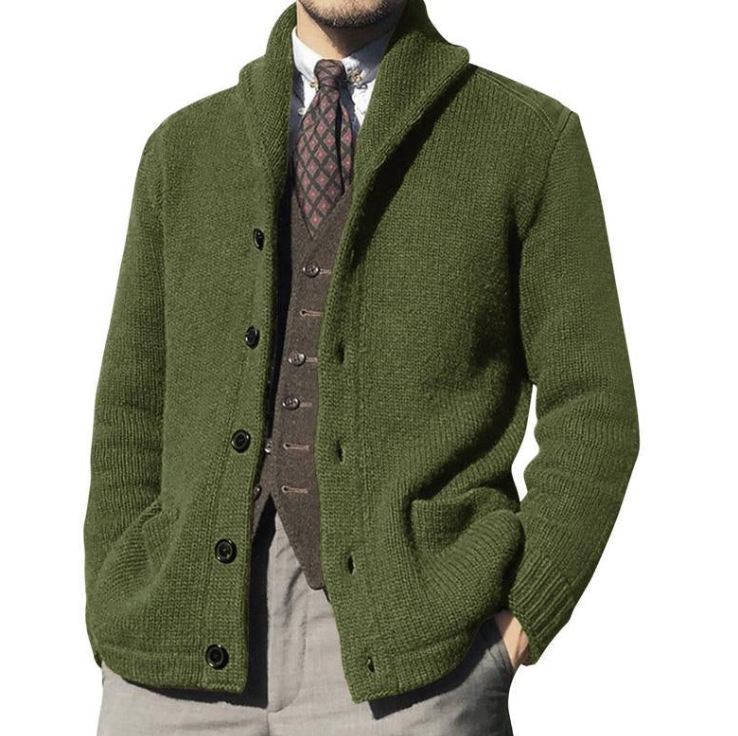 Klassische Herrenjacke aus Strick mit Knöpfen