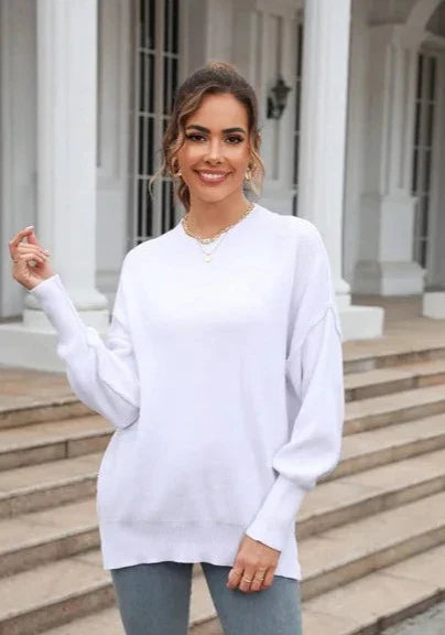 Stilzeits | Gestrickter Lässiger Rundhals Orange Pullover