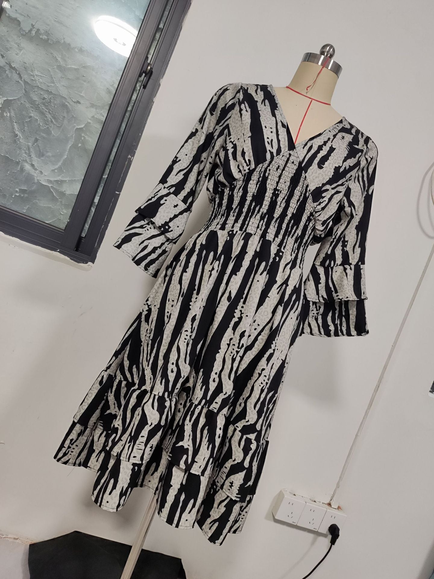 Fudus | Gedrucktes Kleid mit Dreiviertelärmeln