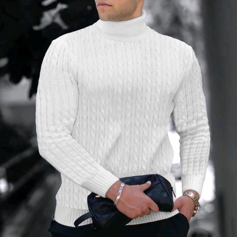 Herren moderner Rollkragenpullover mit strukturiertem Design Stilzeits
