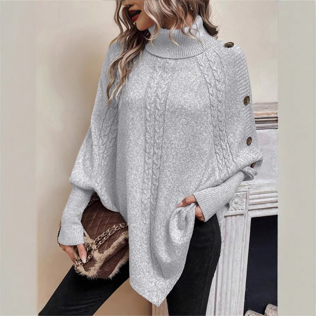 Damen eleganter Strickpullover mit Rollkragen und modischen Details Stilzeits