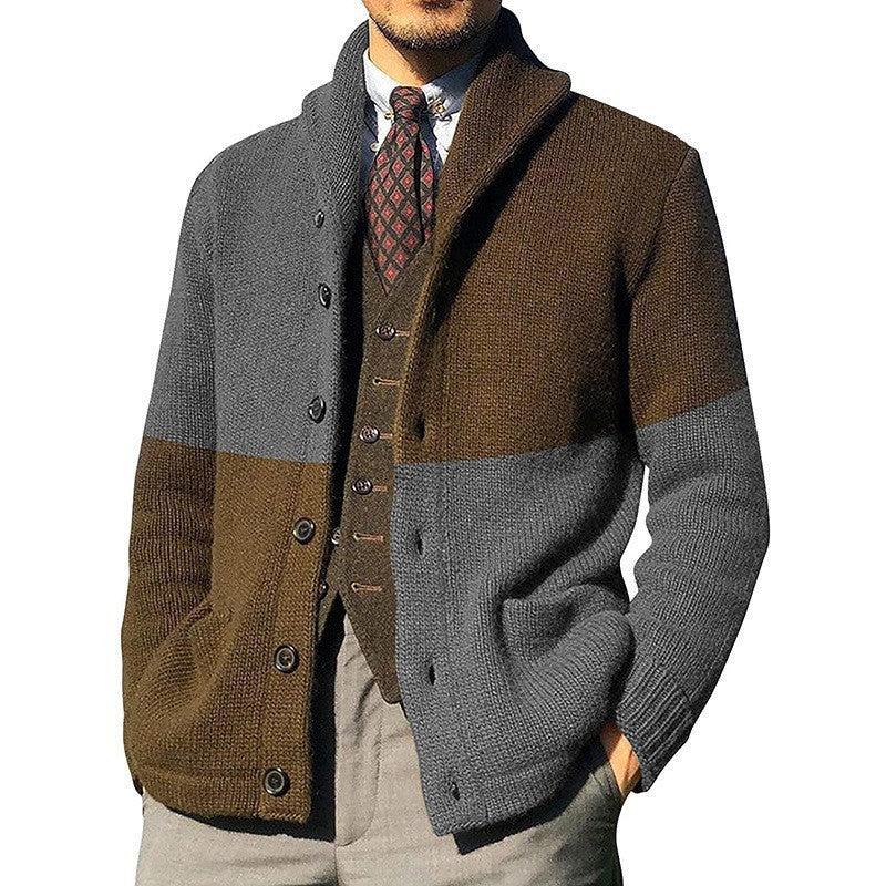 Herren Strickjacke mit modernem Schalkragen und durchgehendem Knopfverschluss Stilzeits