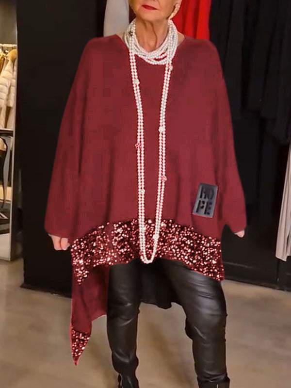 Damen Elegantes und fließendes asymmetrisches Strickoberteil Stilzeits