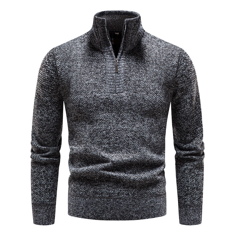Herren eleganter Strickpullover mit modernem Stehkragen und Reißverschluss Stilzeits