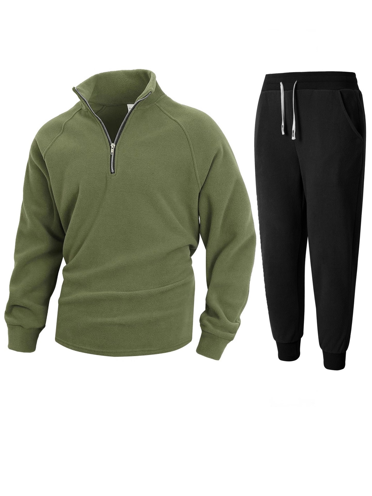 Herren Fleece-Oberteil mit modernem Stehkragen und sportlicher Jogginghose Stilzeits