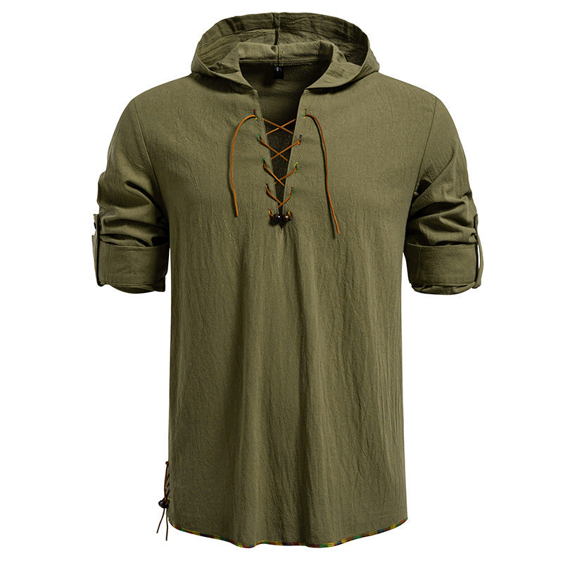 Herren Kaptuzenbluse mit einzigartigem Schnürdesign Stilzeits