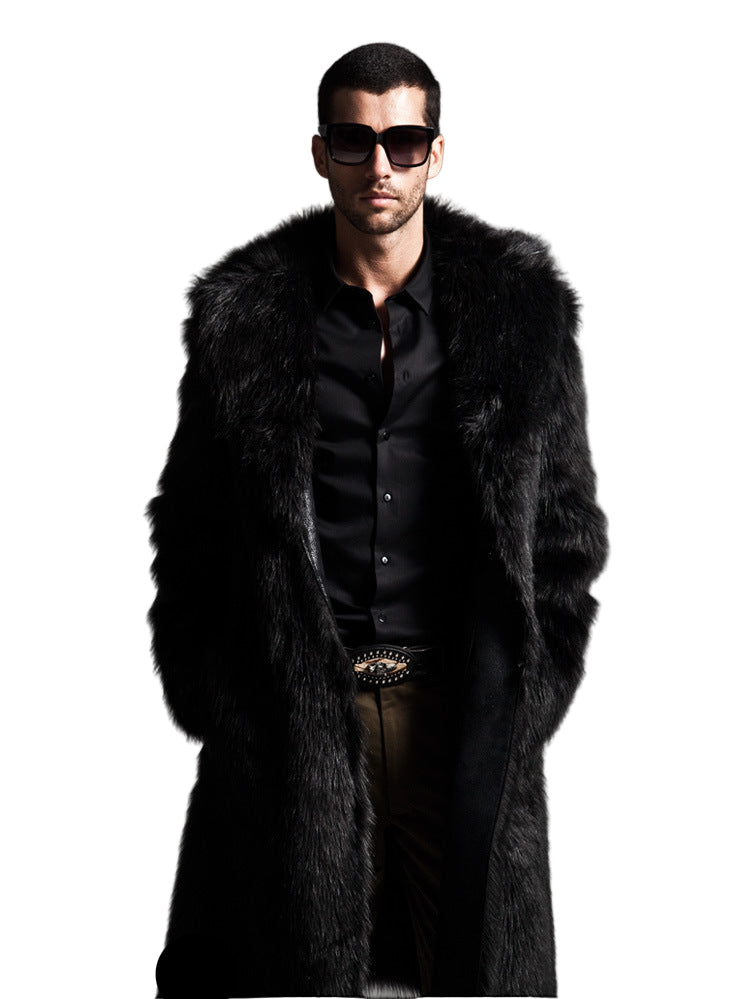 Herren Extravaganter Lammfellmantel mit voluminösem Kunstfellbesatz Stilzeits