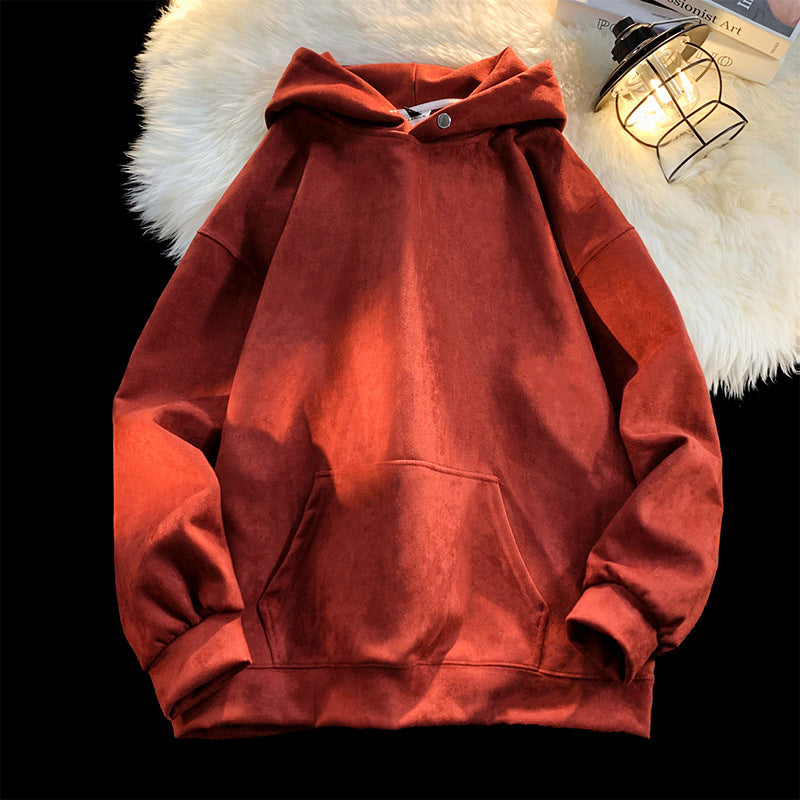 Damen gemütlicher Kapuzenpullover im modernen Velourslook Stilzeits