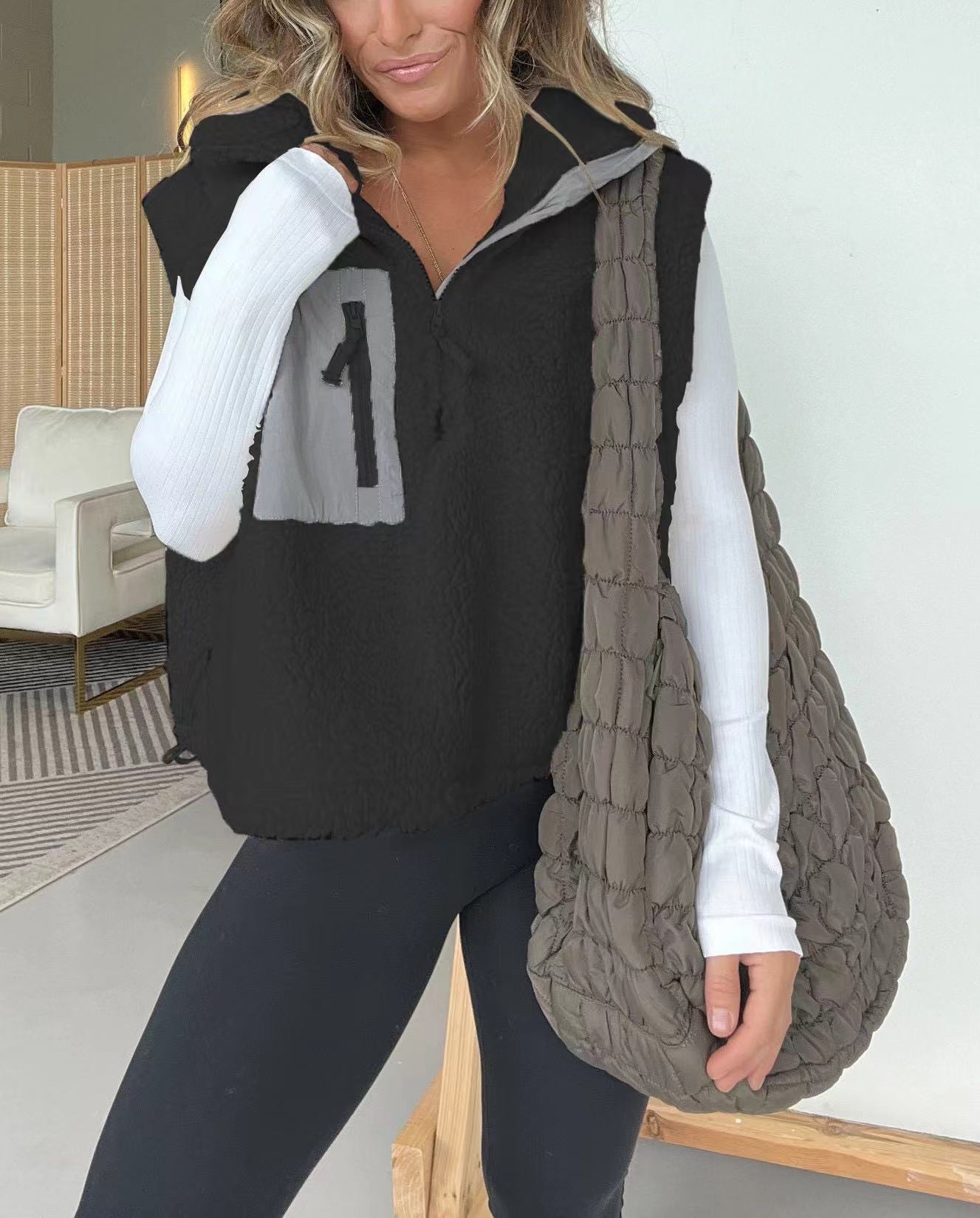 Damen gemütliche Fleece-Weste mit praktischem Reißverschluss Stilzeits