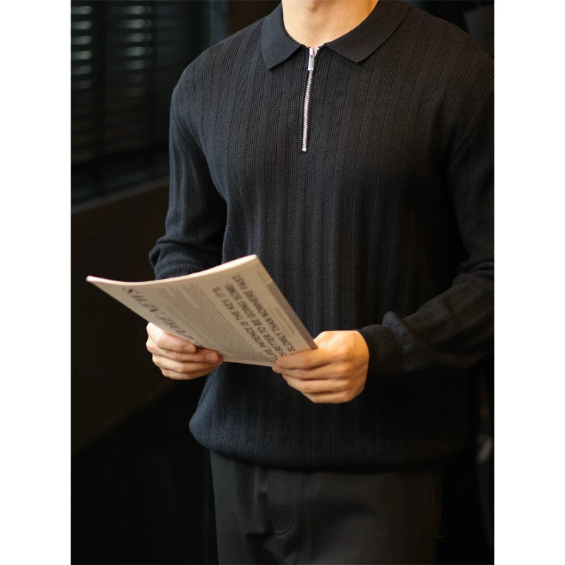 Herren Strickpullover mit Kragen und praktischem Reißverschluss Stilzeits