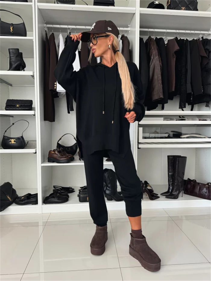 Damen gemütliches Hoodie- und Jogginghose-Set mit seitlichen Taschen Stilzeits